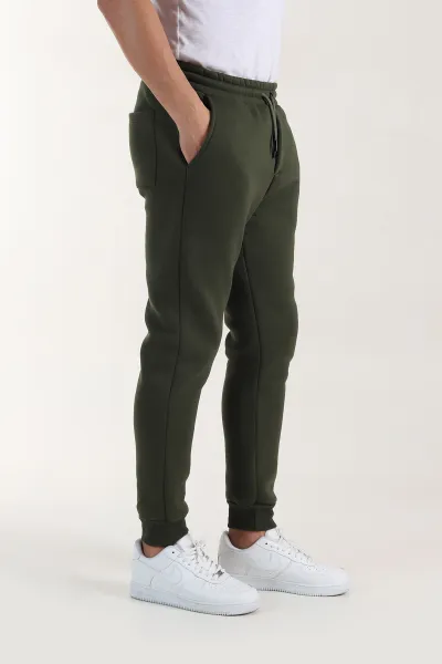 Haki Relaxed Fit Üç İp Şardonlu Manşetli Paça Erkek Eşofman Altı 413478