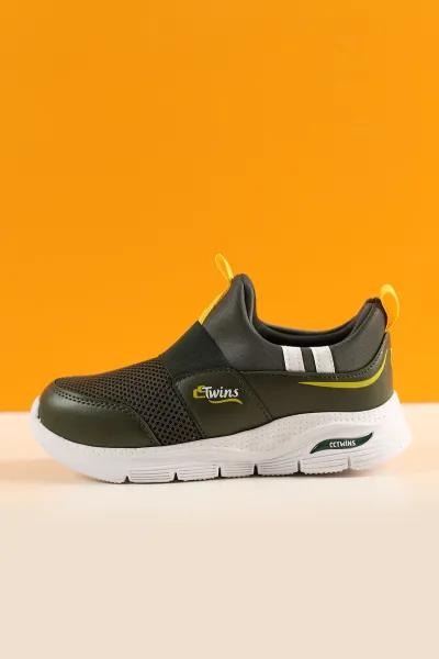 Haki Sarı (31-35 Filet) Twins Baskılı Triko Bağcıksız  Çocuk Spor Ayakkabı 257287
