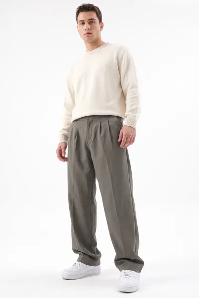 Haki Sidney Kumaş Baggy Cep Detaylı Erkek Pantolon 491715