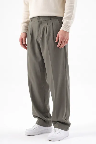 Haki Sidney Kumaş Baggy Cep Detaylı Erkek Pantolon 491715