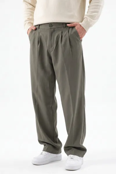 Haki Sidney Kumaş Baggy Cep Detaylı Erkek Pantolon 491715