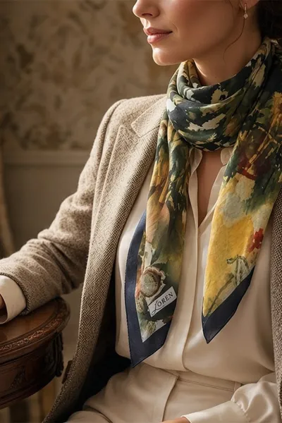 Haki - Siyah 90x90 Cm Dijital Baskılı Altera Desen Kutulu Twill Eşarp 500947