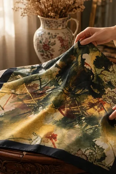 Haki - Siyah 90x90 Cm Dijital Baskılı Altera Desen Kutulu Twill Eşarp 500947