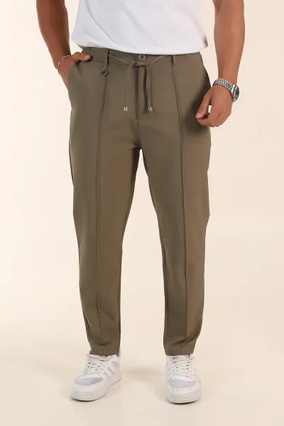 Haki Slim Fit Çimalı Bel Lastikli Erkek Jogger Pantolon 380954