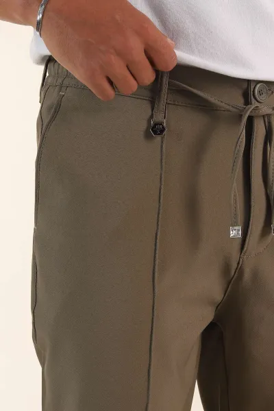 Haki Slim Fit Çimalı Bel Lastikli Erkek Jogger Pantolon 380954