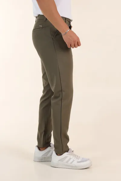 Haki Slim Fit Örme Kumaş Erkek Pantolon 391307