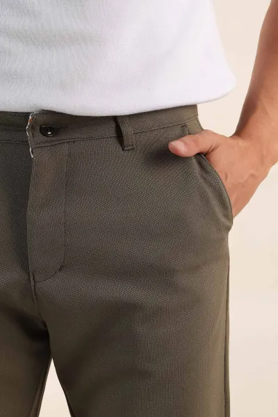 Haki Slim Fit Örme Kumaş Erkek Pantolon 391307