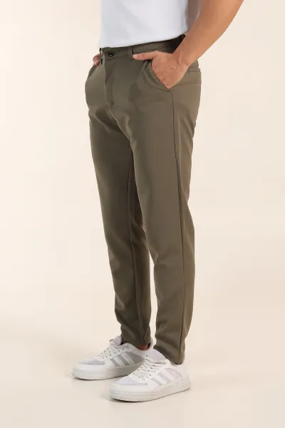 Haki Slim Fit Örme Kumaş Erkek Pantolon 391307