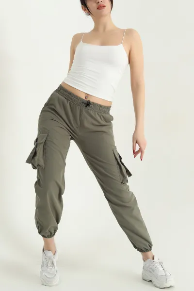 Haki Soft Kumaş Jogger Bayan Pantolon 338105