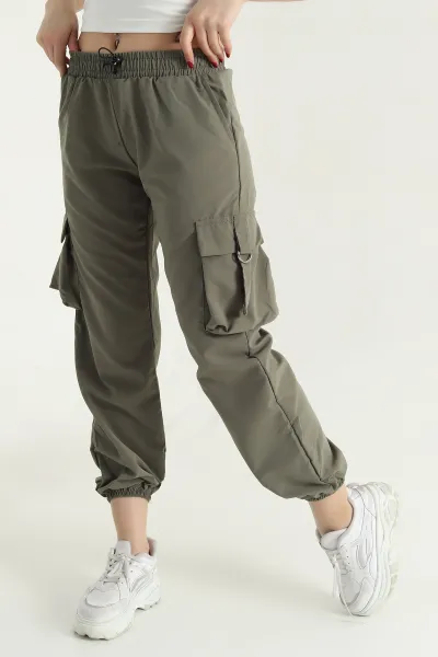 Haki Soft Kumaş Jogger Bayan Pantolon 338105