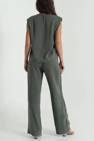 Haki Tencel Kumaş Vatkalı Kadın İkili Takım 471665