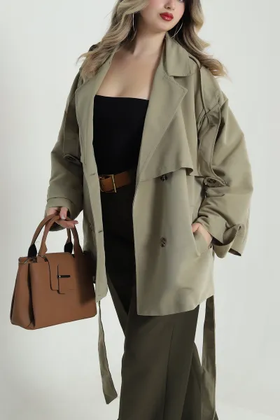 Haki Torino Oversize Kadın Trenç 490732
