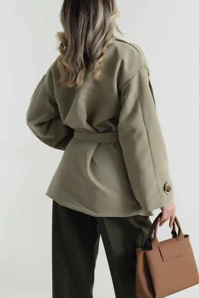 Haki Torino Oversize Kadın Trenç 490732