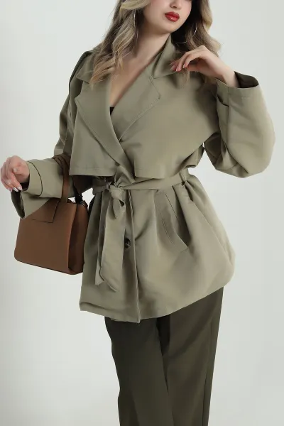 Haki Torino Oversize Kadın Trenç 490732