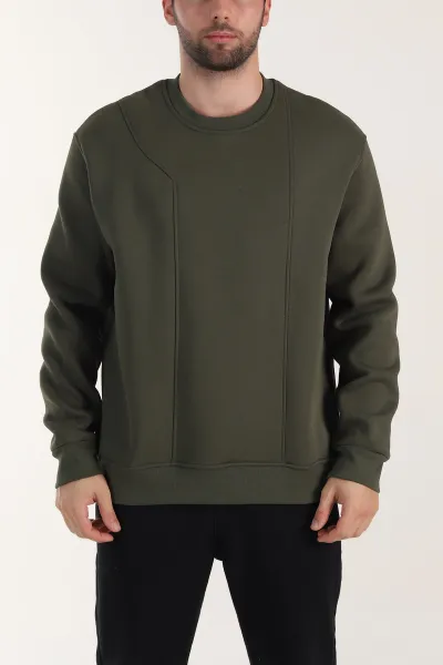 haki-uc-ip-sardonlu-bisiklet-yaka-erkek-sweatshirt-410903