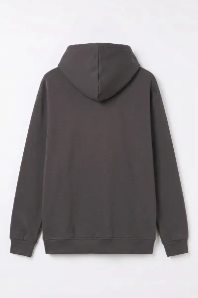 Haki Üç İp Şardonlu Kapüşonlu Erkek Sweatshirt 500073