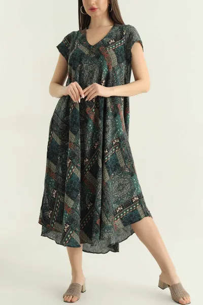 haki-v-yaka-desenli-dokuma-kadin-elbise-354818