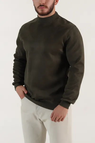 Haki Yazı Detaylı Bisiklet Yaka Erkek Sweatshirt 396974