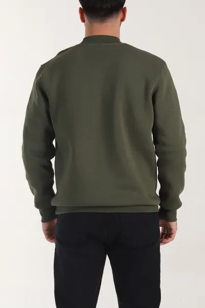 Haki Yazı Detaylı Bisiklet Yaka Erkek Sweatshirt 404760