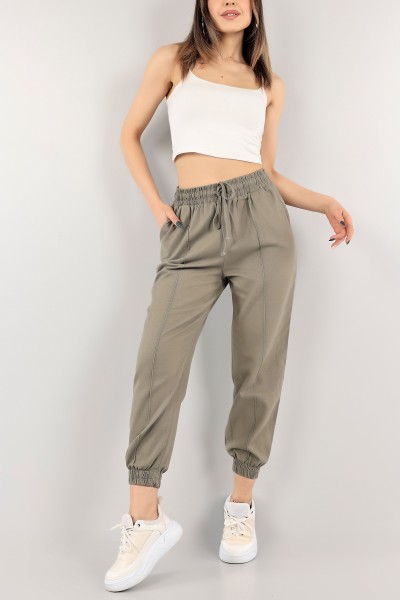 Haki Yazlık Gabardin Bayan Pantolon 110974