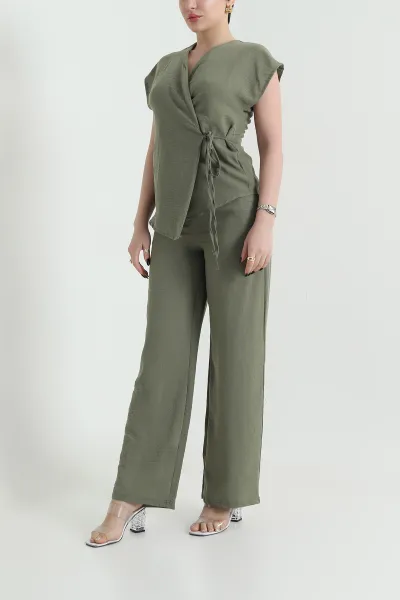 Haki Yeni Sezon Keten Kadın İkili Takım 453102