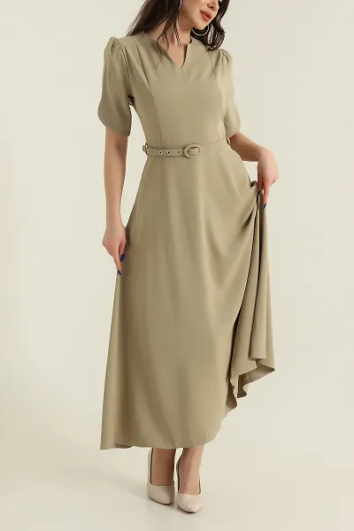 Haki Yeni Sezon Twill Kadın Elbise 425140