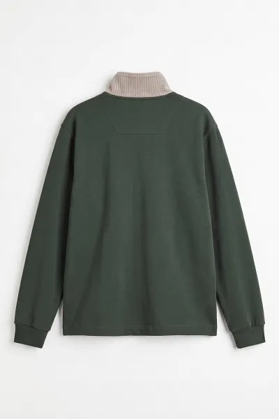 Haki Yeni Sezon Yarım Fermuarlı Erkek Sweatshirt 501126