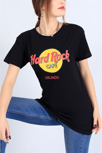 Hard Rock Baskılı Siyah Tişört 25125B