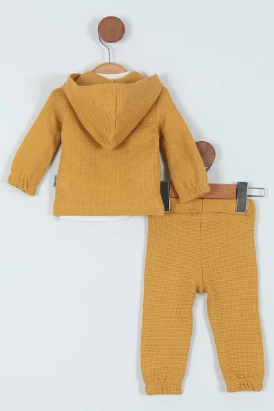 Hardal (0-15 Ay) Baskılı Waffle Kumaş İki İp Erkek Bebe Takım 229145