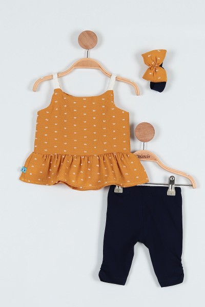 Hardal (06-24 Ay) Fiyonk Askılı Taytlı Kız Bebe Takım 187428