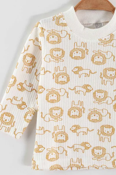 Hardal (1-3 Yaş) Aslan Desenli Raporlu Çocuk Pijama Takım 459403