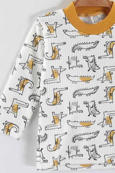 Hardal (1-3 Yaş) Balık  Desenli Raporlu Çocuk Pijama Takım 459407