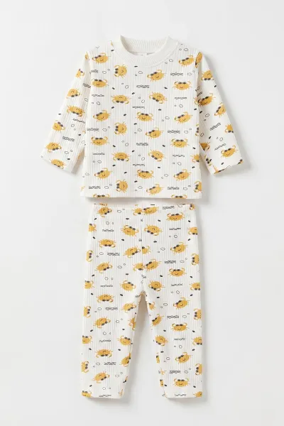 Hardal (1-3 Yaş)Raporlu Yengeç Baskılı Çocuk Pijama Takımı 477366