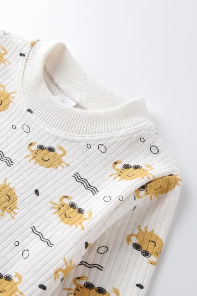 Hardal (1-3 Yaş)Raporlu Yengeç Baskılı Çocuk Pijama Takımı 477366