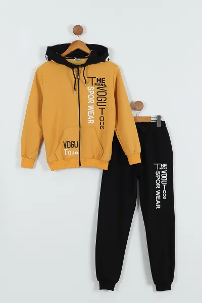 Hardal (13-16 Yaş) Kapüşonlu Spor Wear Baskılı Erkek Çocuk Takım