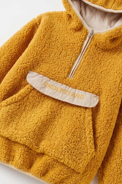 Hardal (4-8 Yaş) Understand Nakışlı Kapüşonlu Kanguru Cepli Yardım Fermuarlı Kuzu Erkek Çocuk Sweatshirt 497531