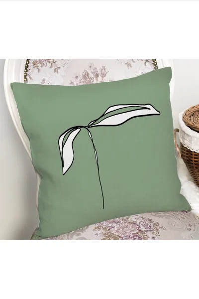 Yeşil 43x43 Dijital Baskılı Fermuarlı Modern Kırlent Kılıfı 272410