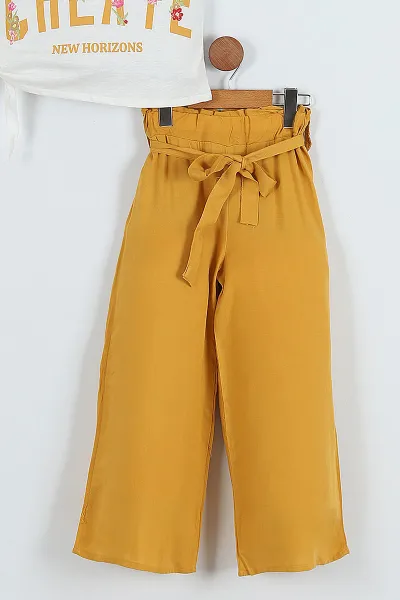 Hardal (5-8 Yaş) Yandan Bağlamalı Pantolonlu Kız Çocuk Takım 283887