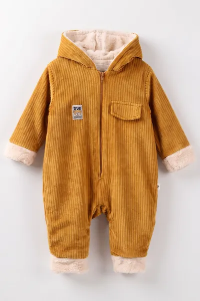 Hardal (6-24 Ay) Kulak Figürlü İçi Peluş Önden Fermuarlı Bebek Tulum 482055