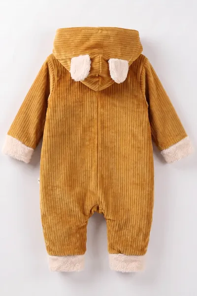Hardal (6-24 Ay) Kulak Figürlü İçi Peluş Önden Fermuarlı Bebek Tulum 482055