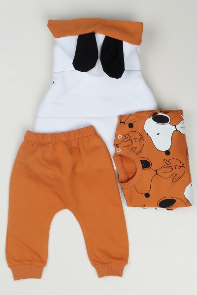 Hardal (6-24 Ay) Snoopy Baskılı Erkek Çocuk Üçlü Takım 86741