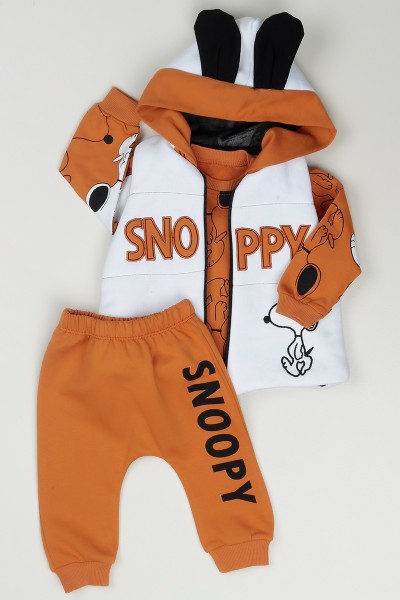 Hardal (6-24 Ay) Snoopy Baskılı Erkek Çocuk Üçlü Takım 86741