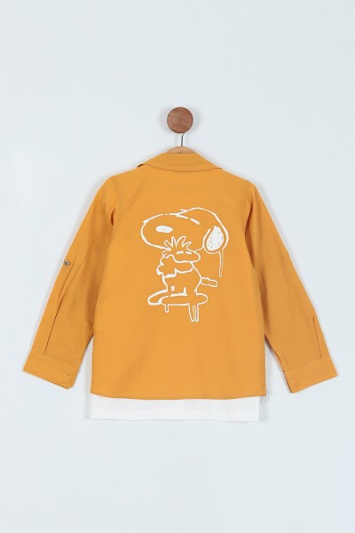 Hardal (6-9 Yaş) Snoppy Baskılı Cepli Gömlek Tişört 2Lİ Erkek Çocuk Takım 217722