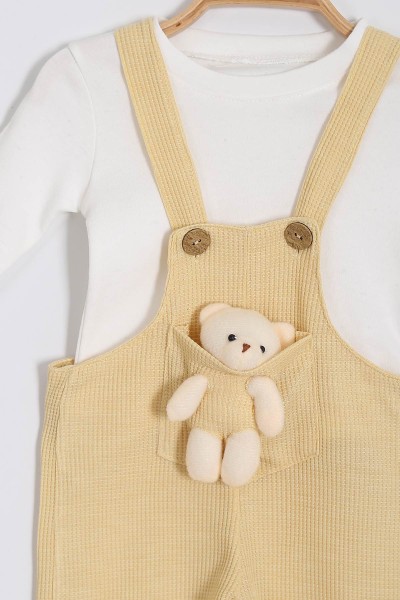 Hardal (9-24 Ay) Ayı Oyuncaklı Cep Düğme Detaylı Erkek Bebe Takım 198945