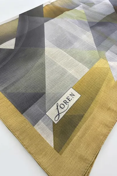 Hardal 90x90 Cm Dijital Baskılı Prizma Desen Soft Eşarp 498512