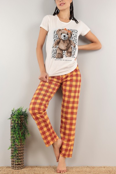 Hardal Baskılı Bayan Pijama Takımı 123044