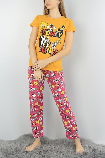 Hardal Baskılı Bayan Pijama Takımı 54391