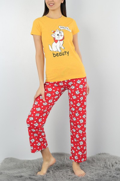 Hardal Baskılı Bayan Pijama Takımı 54417