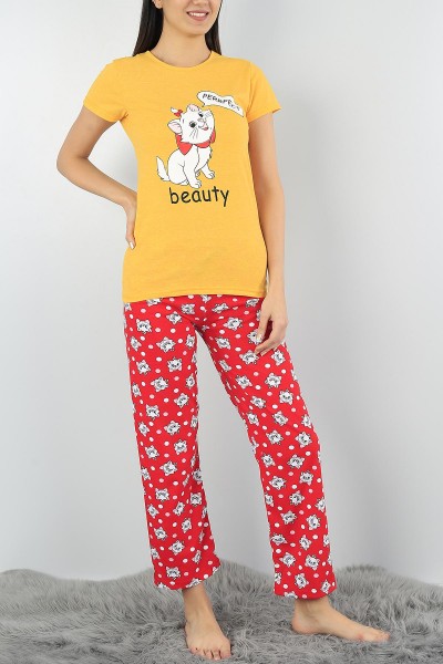Hardal Baskılı Bayan Pijama Takımı 54417
