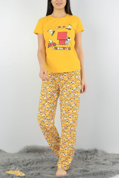 Hardal Baskılı Bayan Pijama Takımı 54476